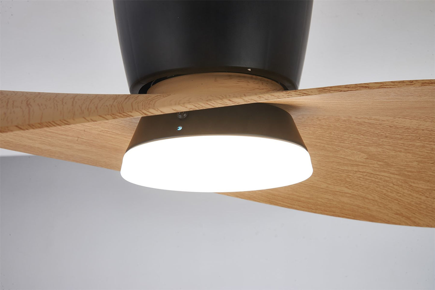 Surfer 112 x 30cm 18W LED Dimmable Ceiling Light With Built-In 40W DC Fan, 3000-5000K Remote Control, 3600lm, Black/Wood, 5yrs Warranty