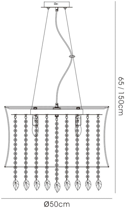 Diyas Niki 50cm  4 Light E14 with Black Shade Polished Chrome/Smoked Crystal Ceiling Pendant Light Fitting