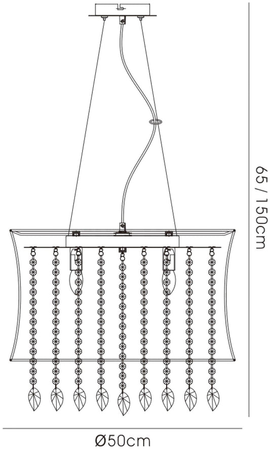 Diyas Niki 50cm  4 Light E14 with Black Shade Polished Chrome/Smoked Crystal Ceiling Pendant Light Fitting
