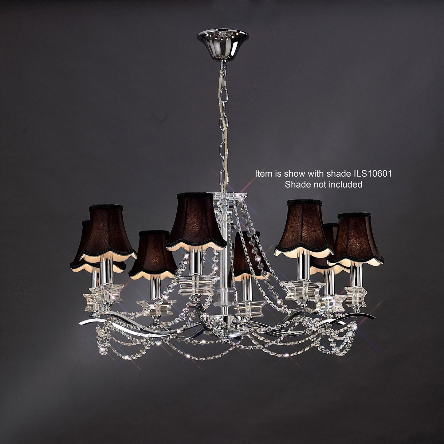 Diyas Nydia 75cm  8 Light E14 Polished Chrome/Crystal Ceiling Pendant Light Fitting
