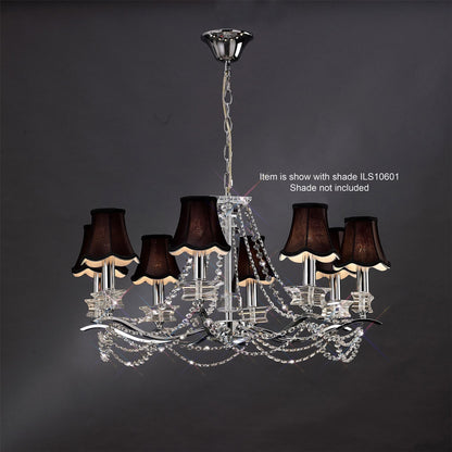 Diyas Nydia 75cm  8 Light E14 Polished Chrome/Crystal Ceiling Pendant Light Fitting