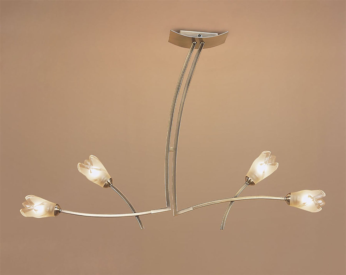 Mantra Pietra Linear Pendant 2 Arm 4 Light G9, Antique Brass