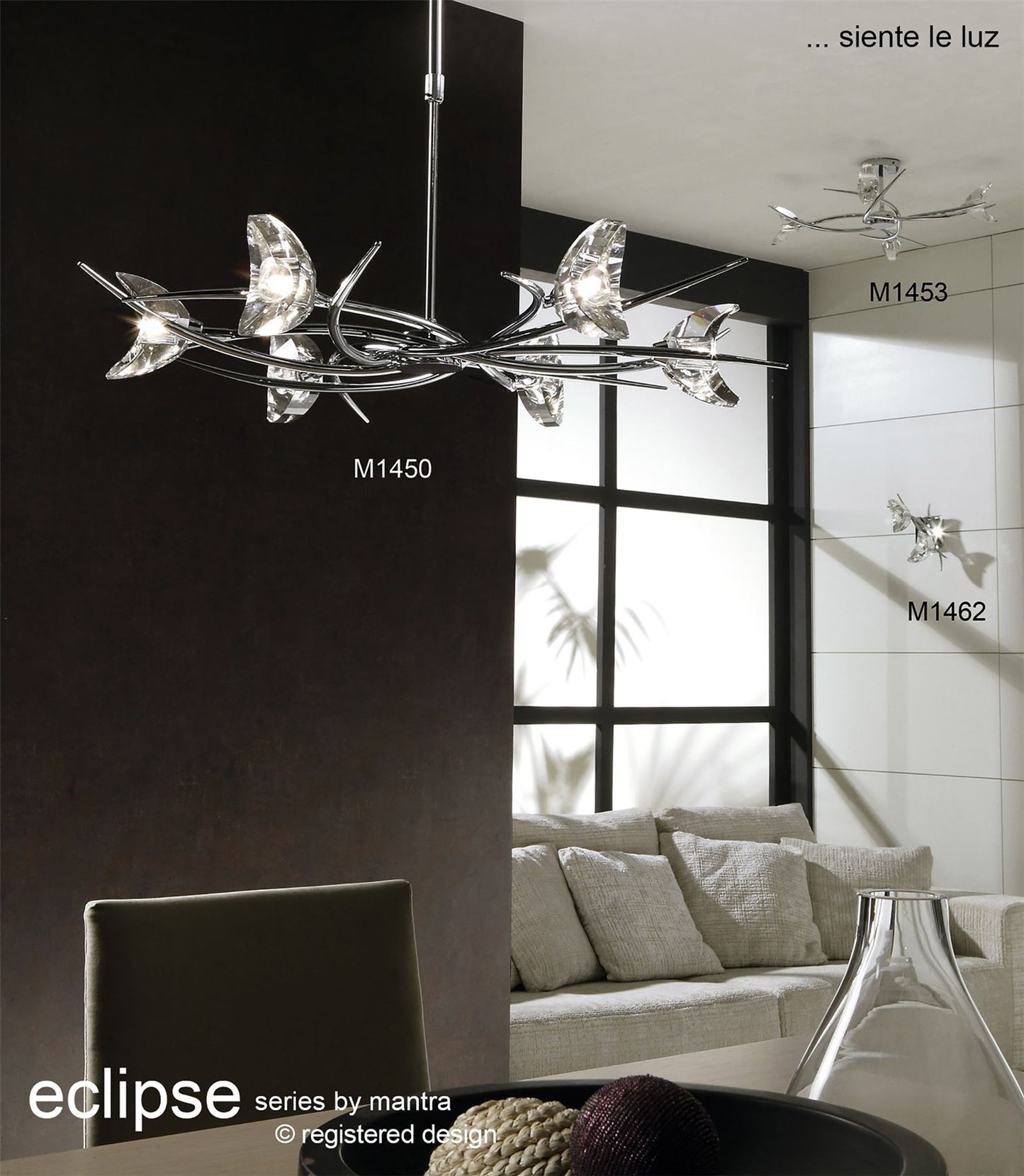 Mantra M1453 Eclipse Telescopic Semi Flush Convertible 4 Light G9, Polished Chrome