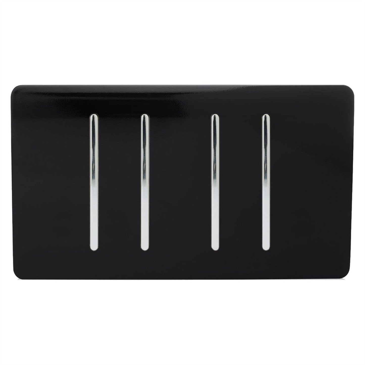 Trendi 4 Gang (2 Way & 2xIntermediate) Glossy 10 Amp Rocker Light Switch Piano Black