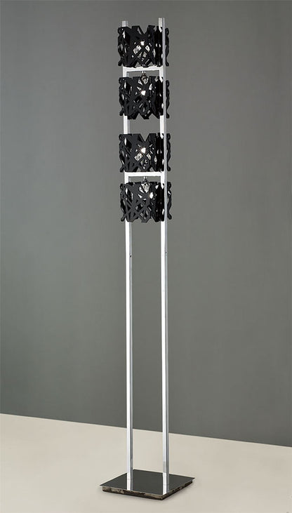 Mantra M1270 Tokio Floor Lamp 4 Light G9, Gloss Black/Polished Chrome