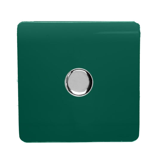 Trendi 1 Gang 2 Way 150w LED Dimmer Screwless 10 Amp Wall Light Switch in Dark Forest Green - ART-LDM150WDG