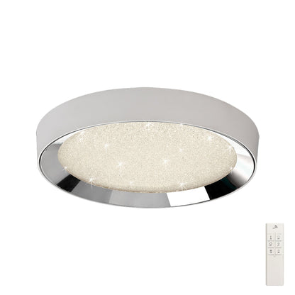 Mantra Fusion M5923 Male Flush 50cm Round 40W LED 3000-6500K Tuneable, 1920lm, Remote Control Chrome/ Acrylic, 3yrs Warranty - M5923 Crystal