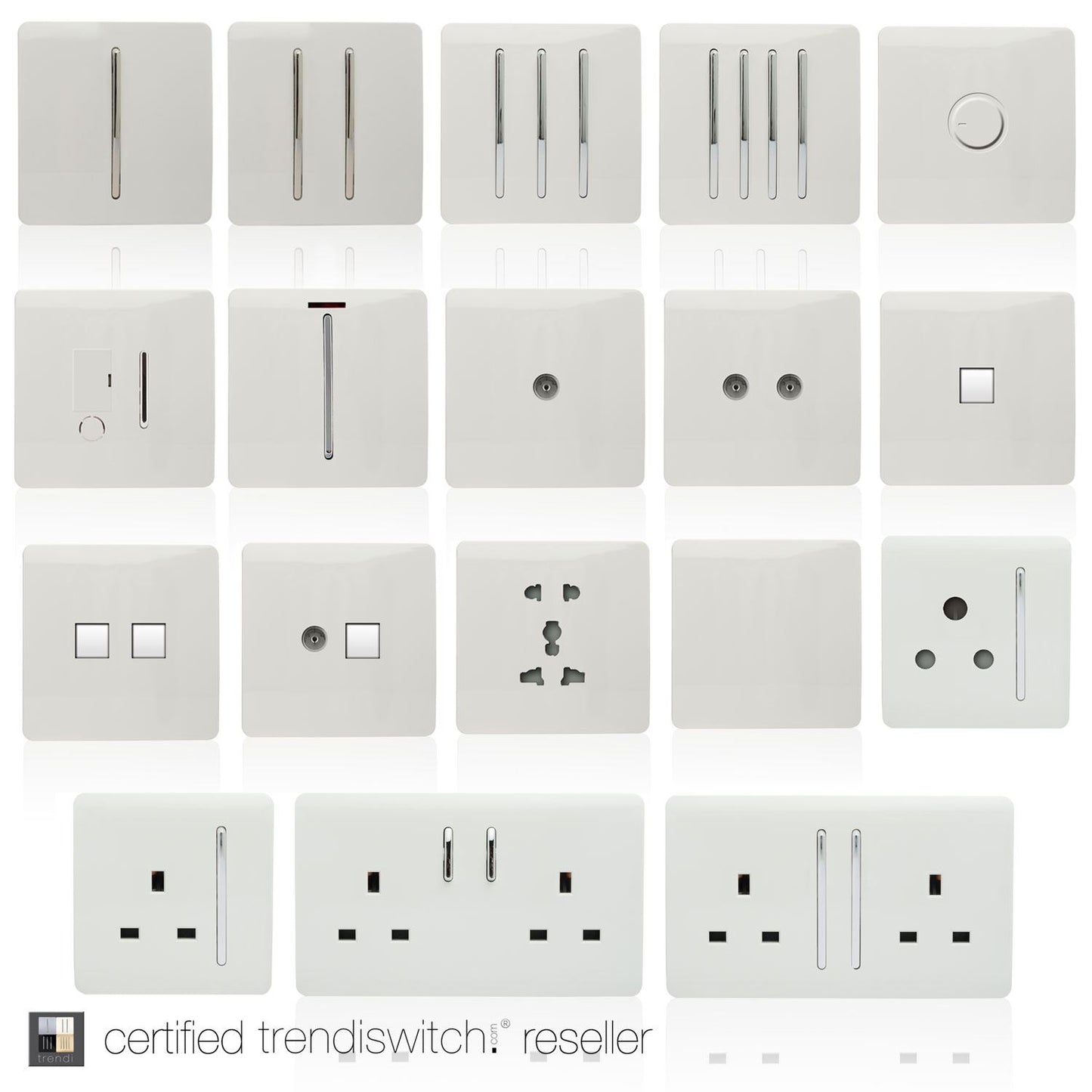 Trendi  TV Co-axial Socket + RJ45 Cat 5e & Cat 6 PC Ethernet Socket White