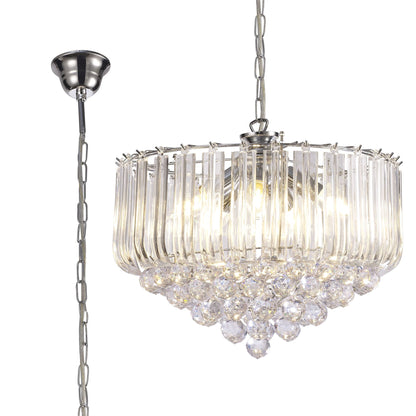 Deco Lana Pendant with Acrylic Spheres, 5 Light E14 Polished Chrome Finish