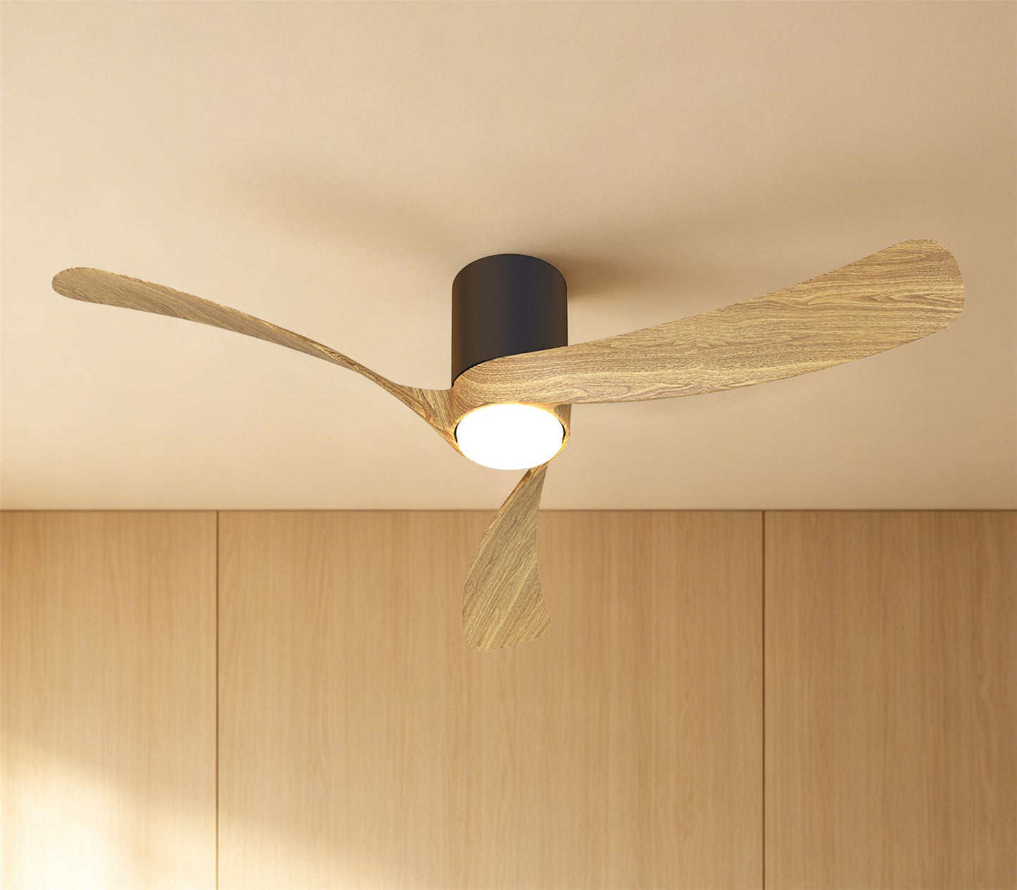 Nemo II M 1.2m 19W LED Dimmable Ceiling Light With Built-In 32W DC Fan, 3000-5000K Remote Control, 3800lm, Wood/Black, 5yrs Warranty