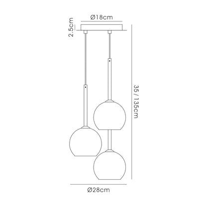 Deco Regina Pendant 3 Light G9 Polished Chrome/Smoke Glass