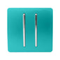 Trendi 2 Gang 2 Way Artistic Modern Glossy 10 Amp Rocker Tactile Light Switch Bright Teal