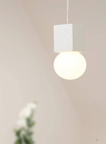Mantra Galaxia 12cm Pendant Square, 1 Light E27, White/White Cement