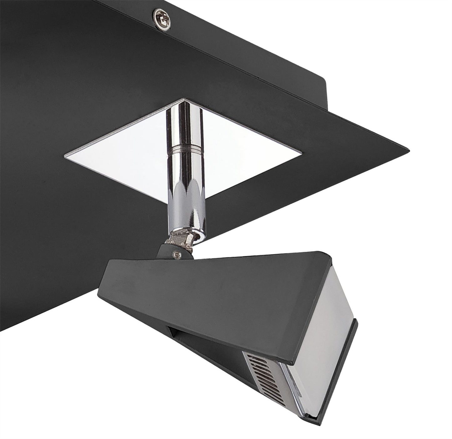 Mantra Fusion Filippo Spot Light 4 Light LED Square 20W 3000K, 1750lm, Matt Black/Polished Chrome, 3yrs Warranty