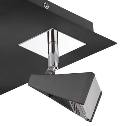 Mantra Fusion Filippo Spot Light 4 Light LED Square 20W 3000K, 1750lm, Matt Black/Polished Chrome, 3yrs Warranty