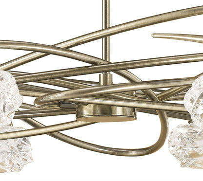 Mantra M4072 Maremagnum Telescopic Semi Flush Convertible 6 Light G9, Antique Brass