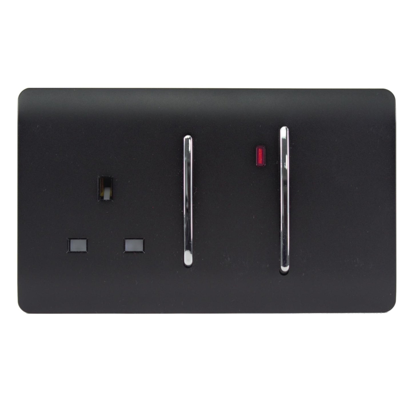 Trendi Artistic Modern Glossy 45 A Cooker Switch & Plug Socket Inc Neon Insert Matt Black