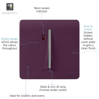 Trendi Artistic Modern Glossy 45 A Tactile Light Switch & Neon Insert Plum