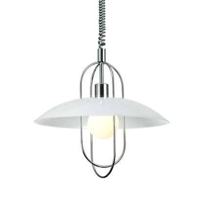 Deco Riva Rise & Fall Pendant 1 Light E27, Polished Chrome/Opal White Glass Shade