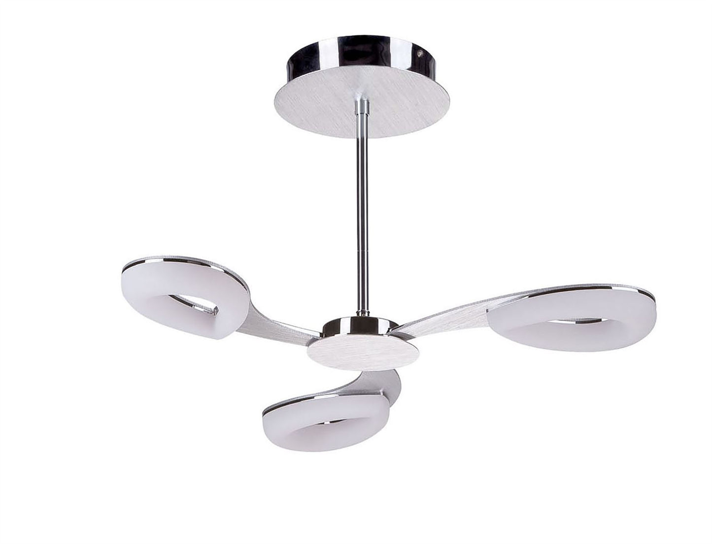 Mantra Fusion Juno 58cm Telescopic Convertible To Semi Flush 3 Light 15W LED 3000K, 1350lm, Satin Aluminium/Frosted Acrylic/Polished Chrome, 3yrs Warranty