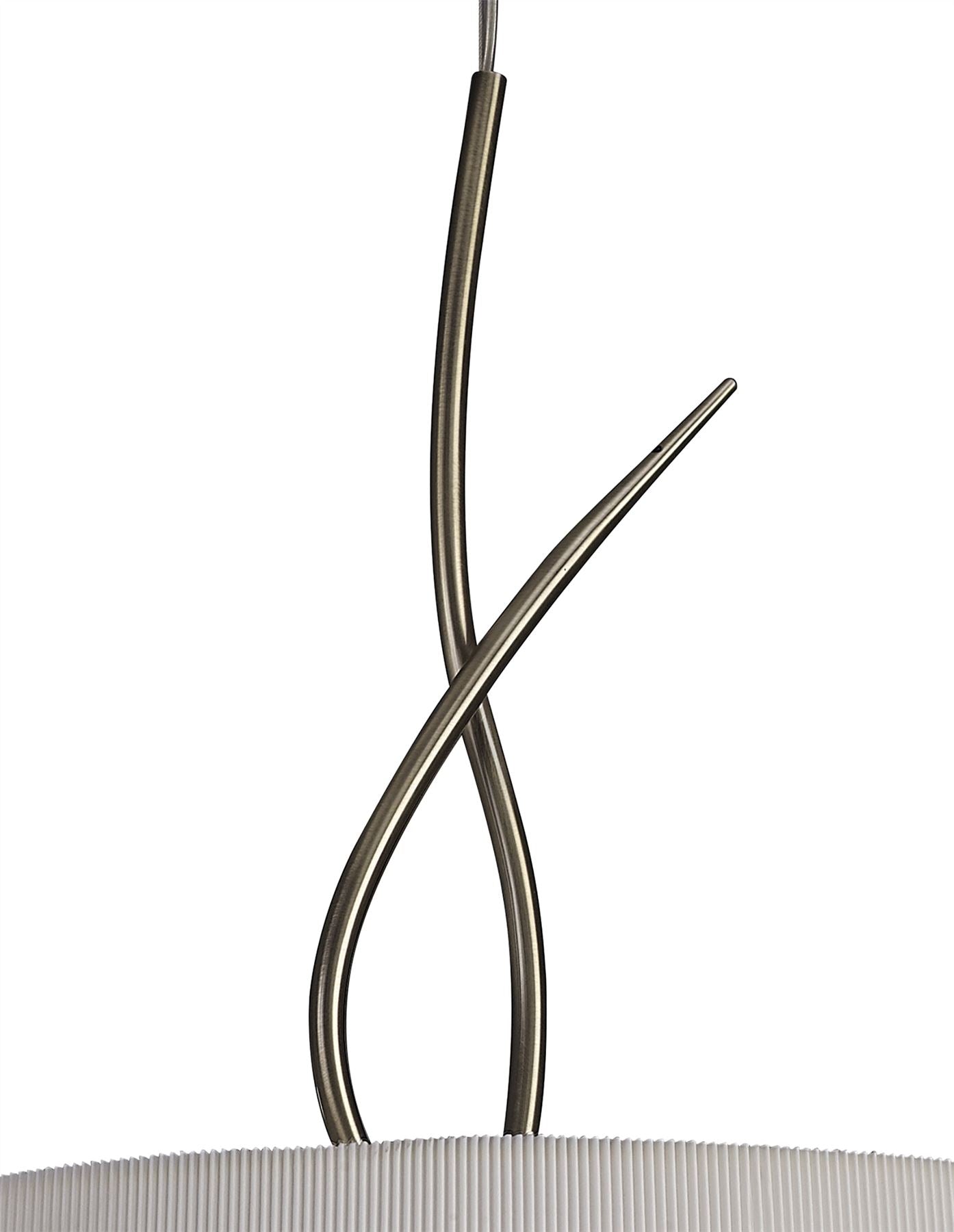 Mantra Mara 55cm Pendant 4 Light E27 Round, Antique Brass with Ivory White Shade