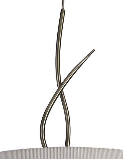 Mantra Mara 55cm Pendant 4 Light E27 Round, Antique Brass with Ivory White Shade