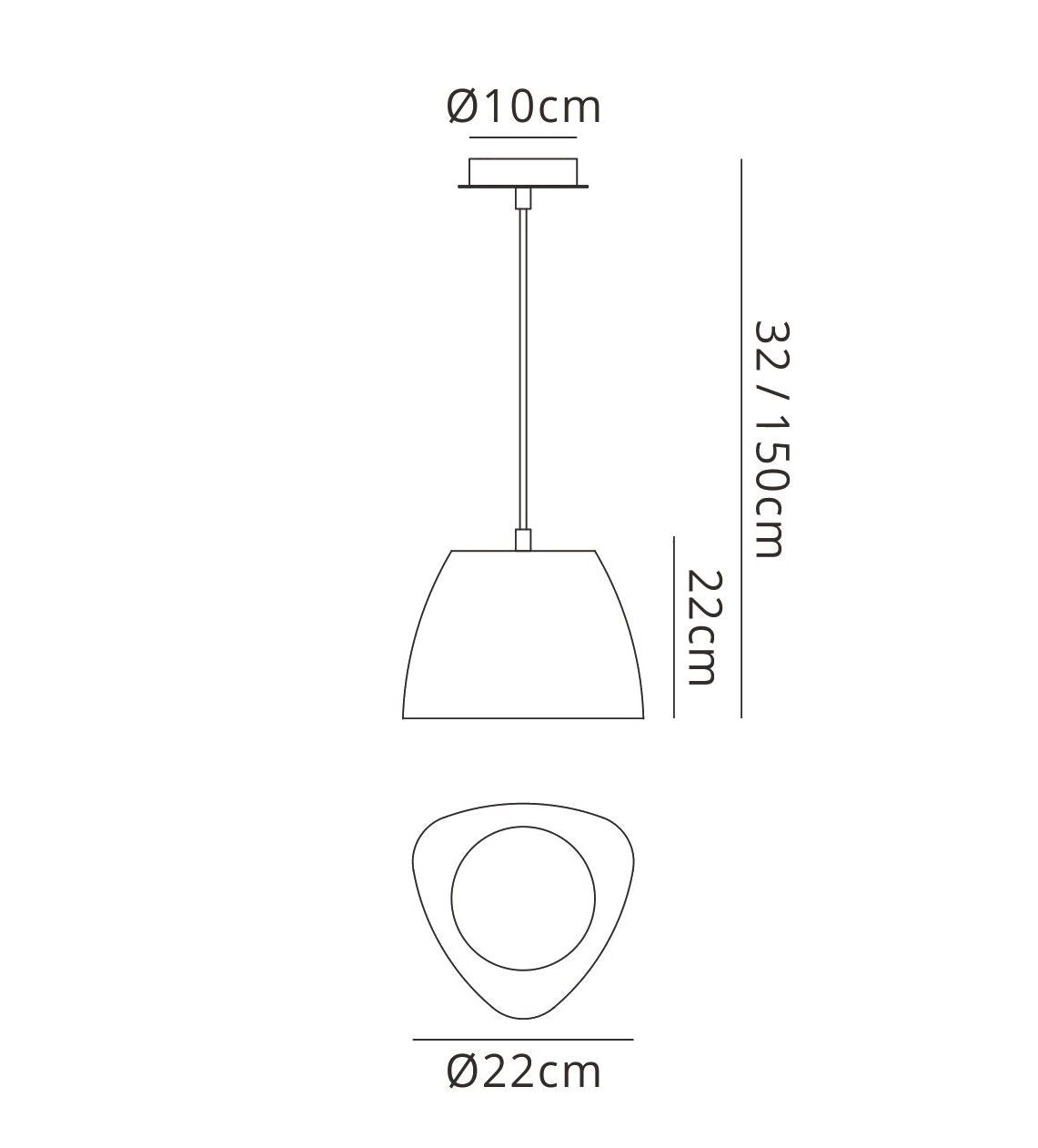 Mantra M4825 Triangle Pendant Small 1 Light E27, Cement/Polished Chrome