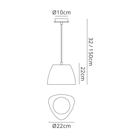 Mantra M4825 Triangle Pendant Small 1 Light E27, Cement/Polished Chrome