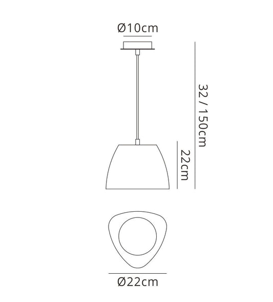 Mantra M4825 Triangle Pendant Small 1 Light E27, Cement/Polished Chrome