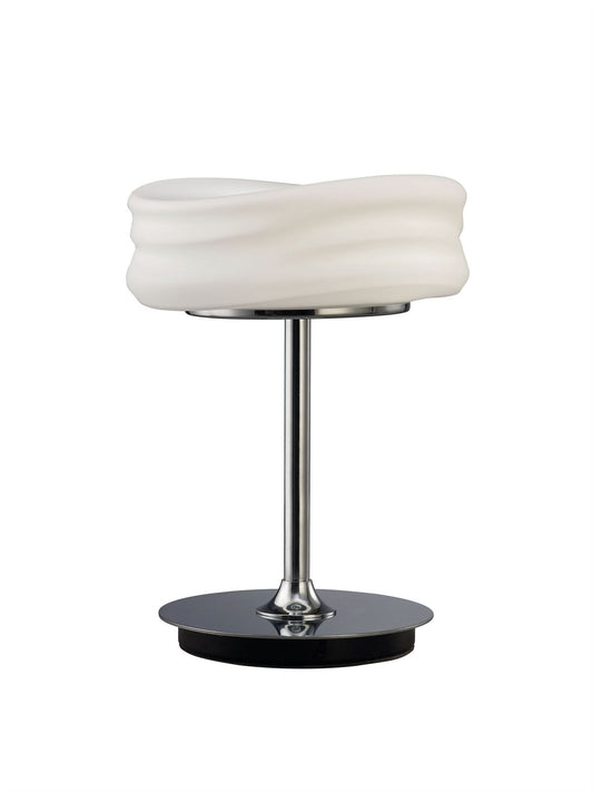 Mantra M3627 Mediterraneo Table Lamp 2 Light GU10 Small, Polished Chrome/Frosted White Glass