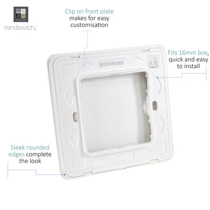 Trendi 1 Gang Artistic Modern Glossy Tactile Single Blanking Plate in Matt White - ART-BLKMWH