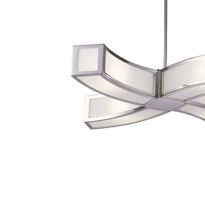 Mantra Duna GU10 Pendant 4 Light L1/SGU10 Curved, Polished Chrome/White Acrylic, CFL Lamps INCLUDED