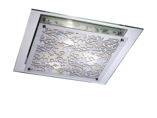 Diyas Roveta Flush /Wall Light 3 Light E27 Polished Chrome Ceiling Light Fitting