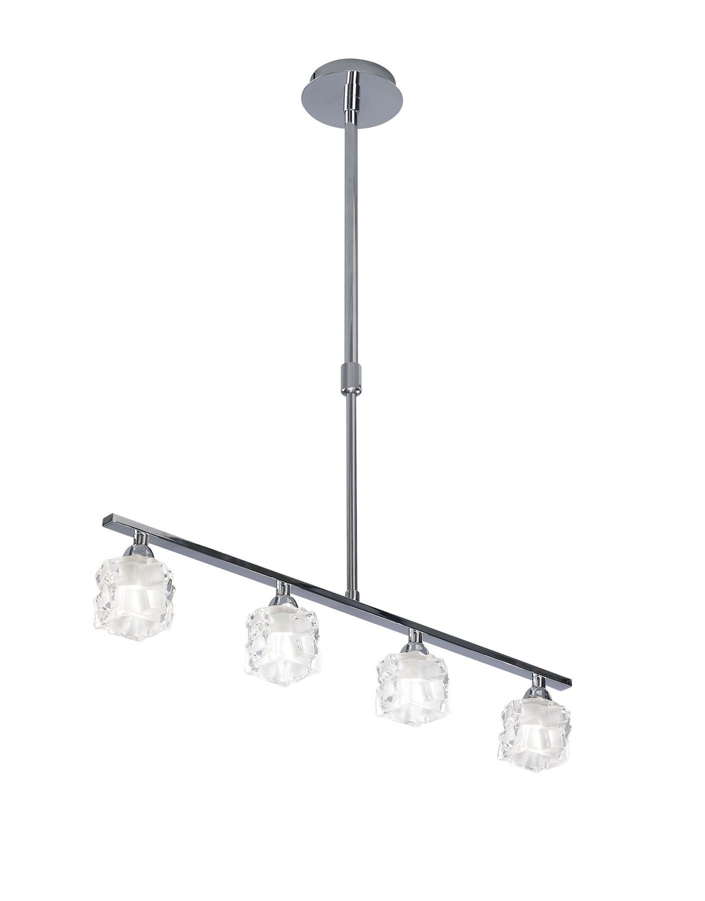 Mantra M1847 Ice Linear Pendant 4 Light G9 ECO Bar, Polished Chrome