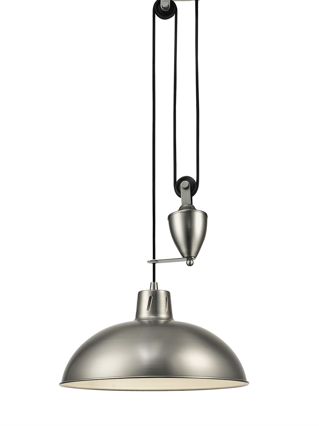 Deco Wellington Pulley System Pendant 1 Light E27 Antique Nickel