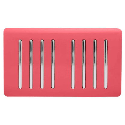 Trendi Artistic Modern Glossy 8 Gang 2 Way Rocker  Double Plate Tactile Light Switch Strawberry