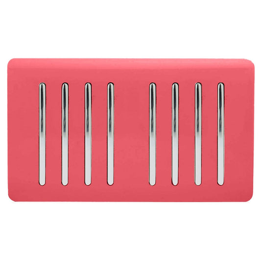 Trendi Artistic Modern Glossy 8 Gang 2 Way Rocker  Double Plate Tactile Light Switch Strawberry