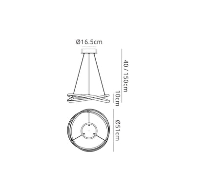 Mantra M5810 Infinity Brown Oxide Pendant 42W LED 2800K, 3400lm, Brown Oxide/White Acrylic, 3yrs Warranty