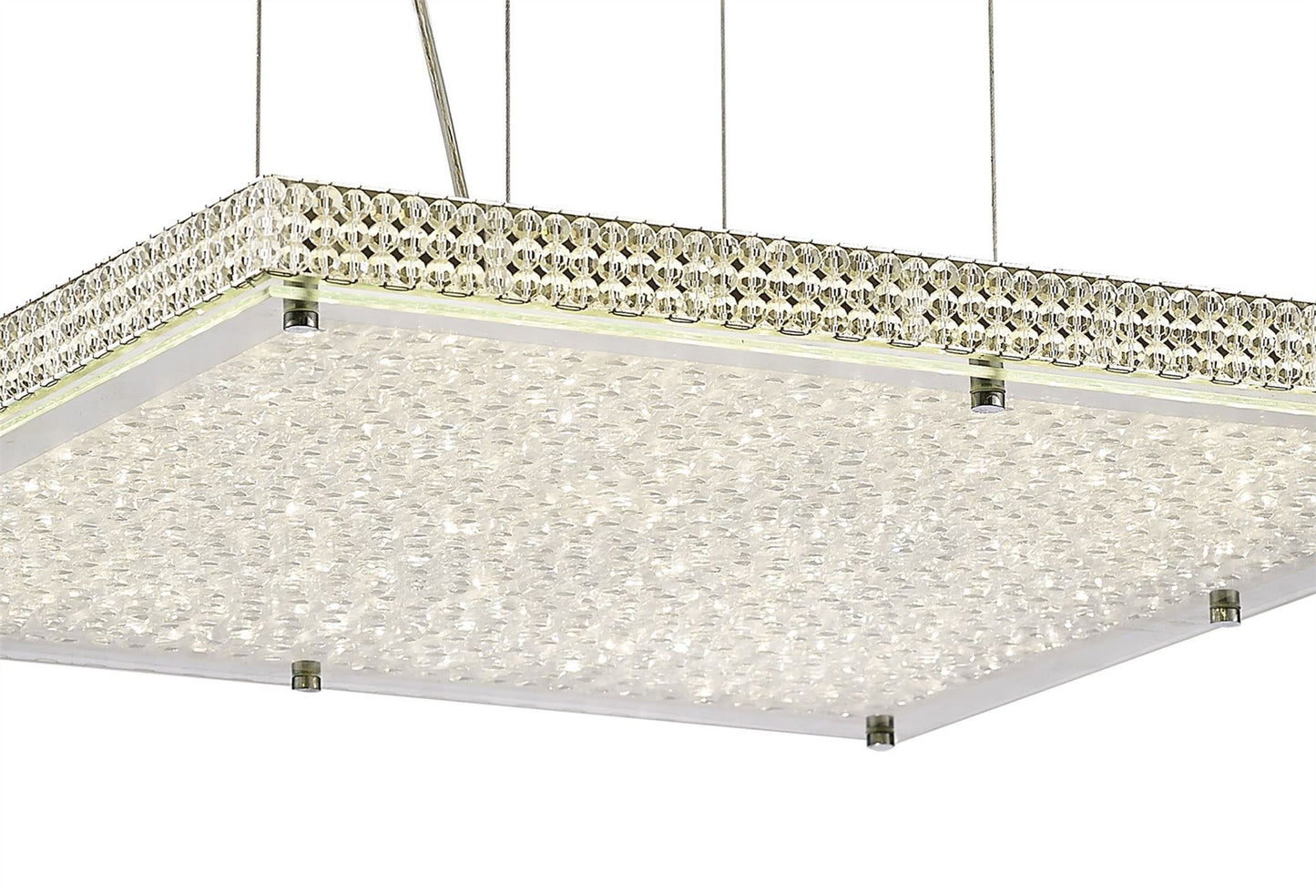 Diyas Amelia Square  44W 3900lm LED 4000K Stainless Steel/Crystal, 3yrs Warranty Ceiling Pendant Light Fitting