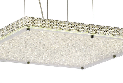 Diyas Amelia Square  44W 3900lm LED 4000K Stainless Steel/Crystal, 3yrs Warranty Ceiling Pendant Light Fitting