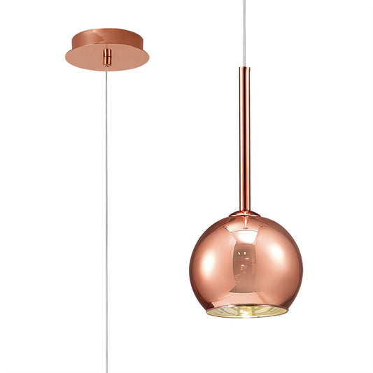 Deco Regina Single Pendant 1 Light G9 Copper/Copper Glass