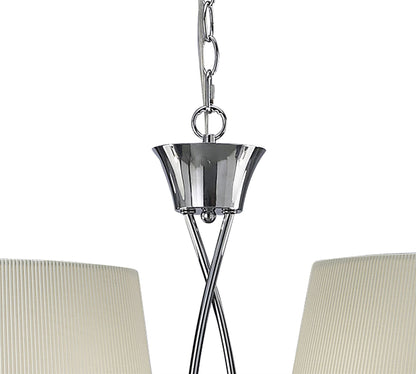 Mantra M1642 Mara Linear Pendant 2 Arm 4 Light E14, Polished Chrome with Ivory White Shades
