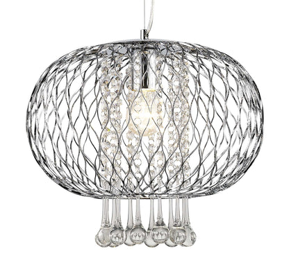 Diyas Chelsie 38cm Large  1 Light E27 Polished Chrome/Clear Beaded Glass Ceiling Pendant Light Fitting