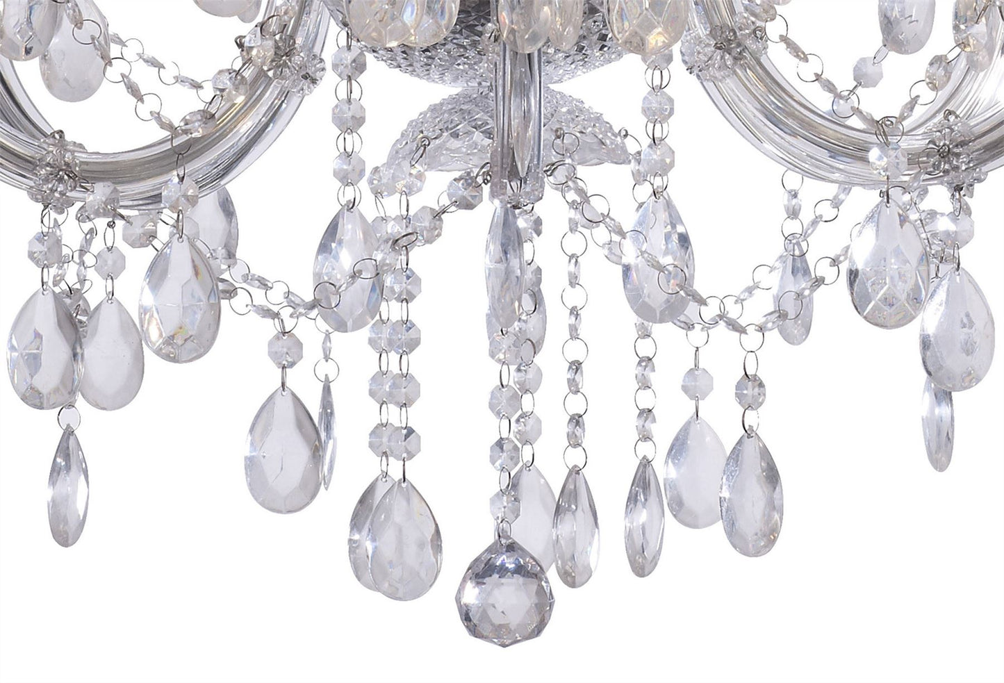 Deco Floria Chandelier with Acrylic Sconce & Acrylic Droplets 6+3 Light E14 Polished Chrome Finish