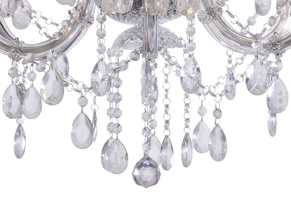Deco Floria Chandelier with Acrylic Sconce & Acrylic Droplets 6+3 Light E14 Polished Chrome Finish