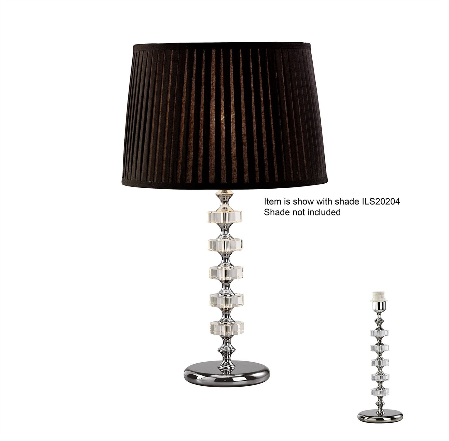 Diyas Elenor Crystal Table Lamp WITHOUT SHADE 1 Light E27 Silver Finish