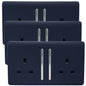 Trendi 2 Gang Artistic Modern Glossy 13 Amp Switched Tactile Plug Socket Navy (3 Pack)