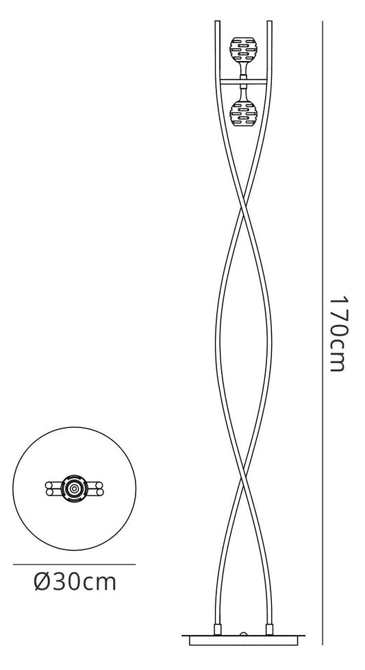 Mantra Dali Floor Lamp 2 Light G9, Polished Brass, NOT LED/CFL Compatible