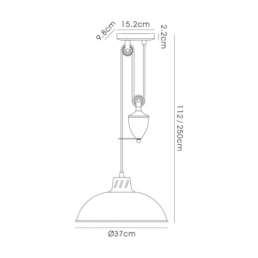 Deco Wellington Pulley System Pendant 1 Light E27 Antique Nickel
