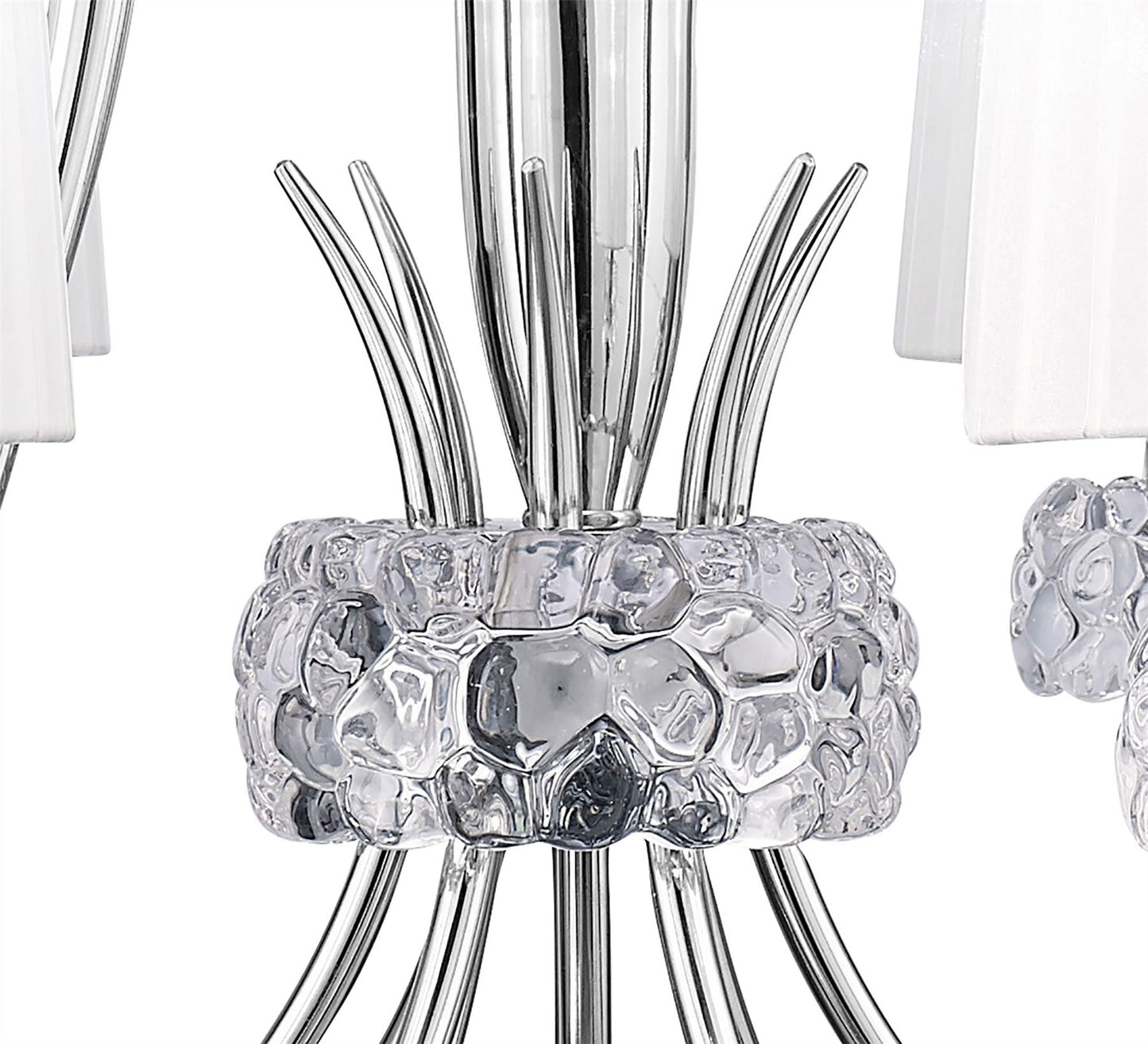 Mantra M4630 Loewe 2 Tier Pendant 6+3 Light E14, Polished Chrome with White Shades